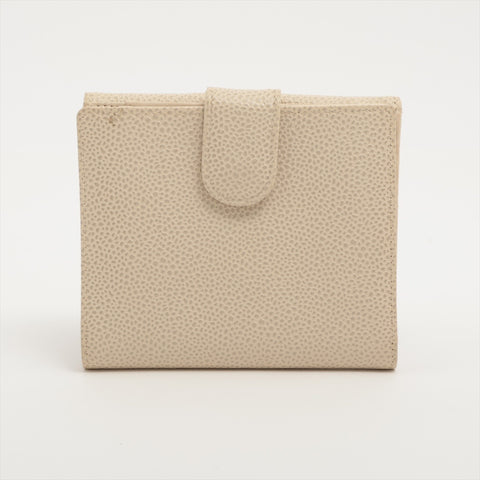 CHANEL No. 7 2002-2003 Caviar Skin COCO Mark Tri-fold wallet white WS16332