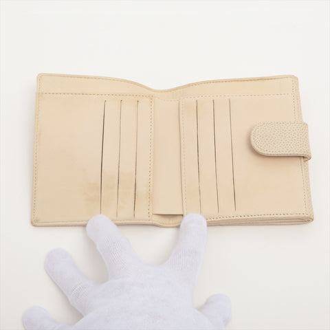 CHANEL No. 7 2002-2003 Caviar Skin COCO Mark Tri-fold wallet white WS16332