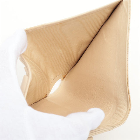 CHANEL No. 7 2002-2003 Caviar Skin COCO Mark Tri-fold wallet white WS16332