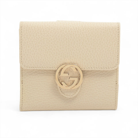 GUCCI Interlocking G Leather Tri-fold wallet white WS16333