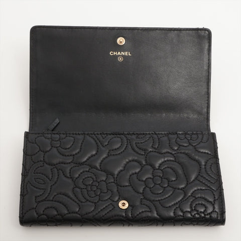 CHANEL Camellia Quilting No. 26 2018-2019 Purse black WS16334