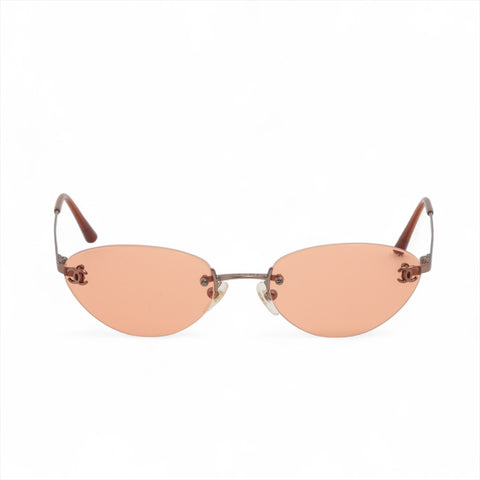 CHANEL Rimless Mini COCO Mark sunglasses Red WS16338