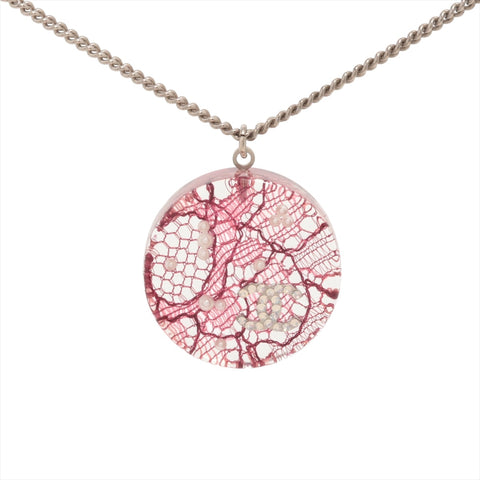 CHANEL 13P 2013 Round Pearl COCO Mark Necklace Silverx pink WS16345