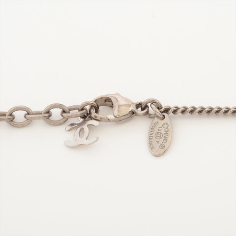 CHANEL 13P 2013 Round Pearl COCO Mark Necklace Silverx pink WS16345