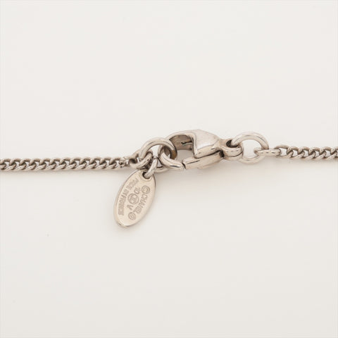 CHANEL 10V 2010 COCO Mark Rhinestone Necklace Silver WS16346