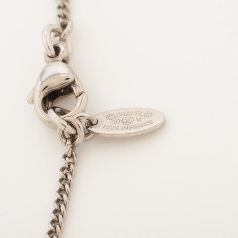 CHANEL 10V 2010 COCO Mark Rhinestone Necklace Silver WS16346