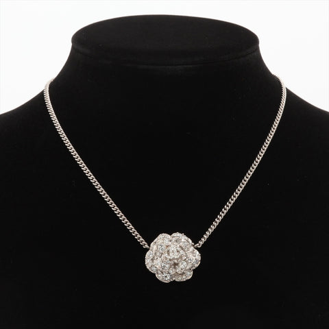 CHANEL B12C 2012 Camellia Rhinestone Necklace Silver WS16347