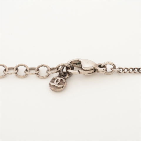 CHANEL 10V 2010 Rhinestone COCO Mark Necklace Silver WS16352