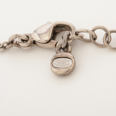 CHANEL 10V 2010 Rhinestone COCO Mark Necklace Silver WS16352