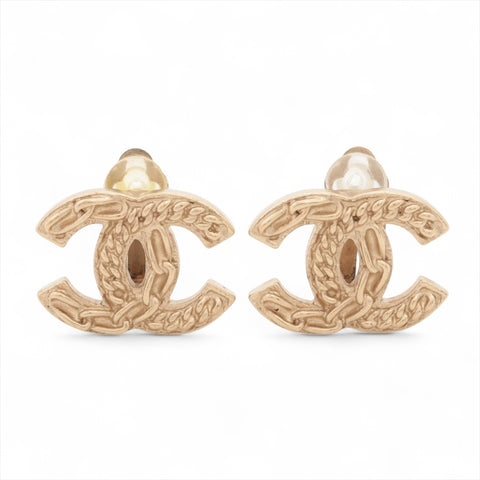 CHANEL 10C 2010 COCO Mark Earring Champagne Gold WS16353