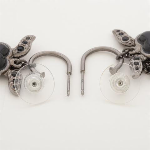 CHANEL 09C 2009 Black Heart Wings COCO Mark Pierce Black x silver WS16355