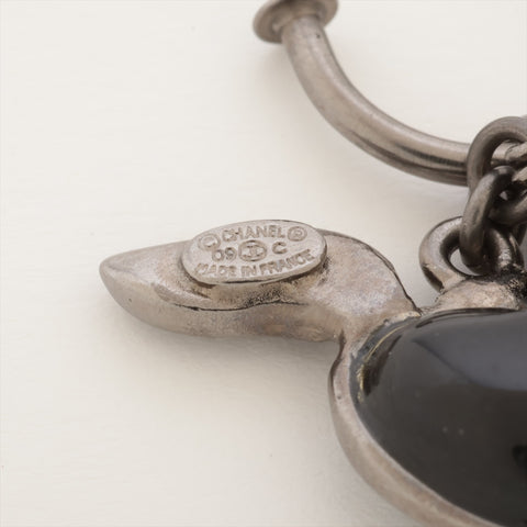 CHANEL 09C 2009 Black Heart Wings COCO Mark Pierce Black x silver WS16355