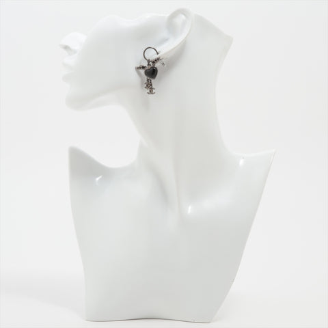 CHANEL 09C 2009 Black Heart Wings COCO Mark Pierce Black x silver WS16355