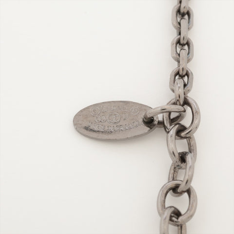 CHANEL 03P 2003 COCO Mark Blue Crossbone Necklace Silverx blue WS16357