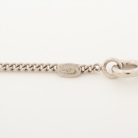 CHANEL 07V 2007 COCO Mark White Necklace Silver WS16358