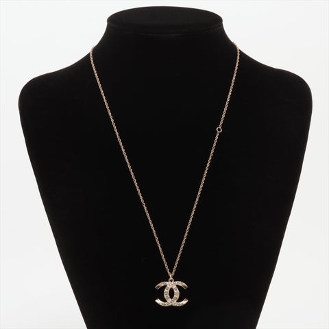 CHANEL A17K 2017 COCO Mark Rhinestone Necklace gold WS16360