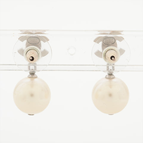 CHANEL A22V 2022 COCO Mark Pearl Drop Pierce Silver WS16364