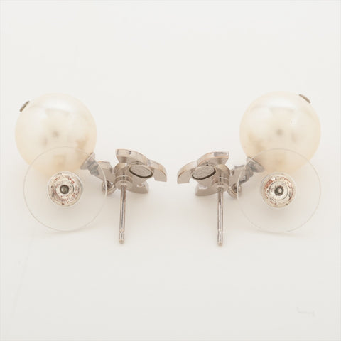 CHANEL A22V 2022 COCO Mark Pearl Drop Pierce Silver WS16364