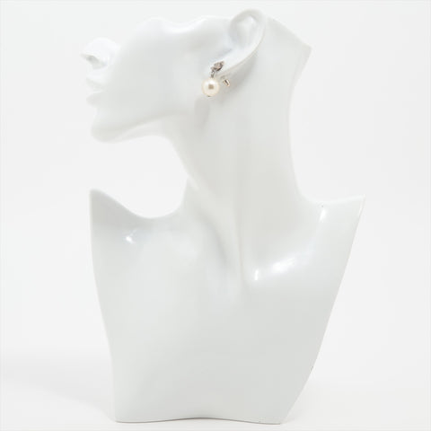 CHANEL A22V 2022 COCO Mark Pearl Drop Pierce Silver WS16364