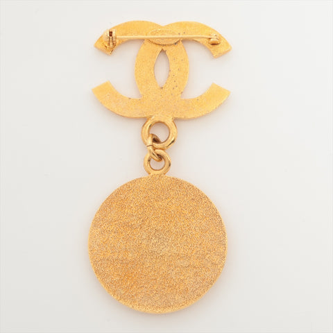 CHANEL 95A 1995 COCO Mark Round Logo Brooch gold WS16366