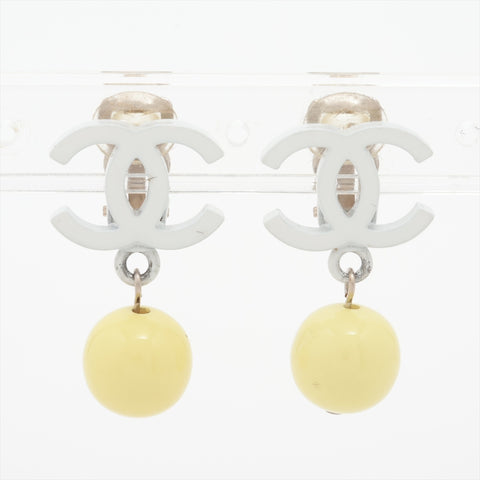CHANEL 04C 2004 COCO Mark Yellow Drop Earring White x yellow WS16367