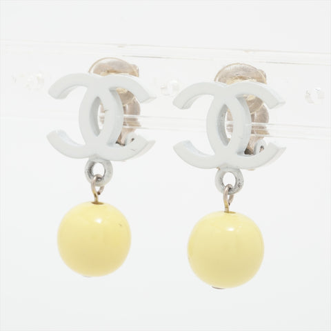 CHANEL 04C 2004 COCO Mark Yellow Drop Earring White x yellow WS16367