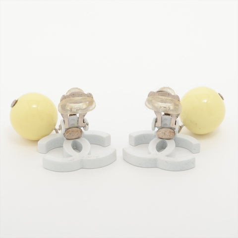 CHANEL 04C 2004 COCO Mark Yellow Drop Earring White x yellow WS16367