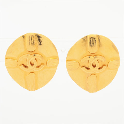 CHANEL 98P 1998 COCO Mark Oval Earring gold WS16373