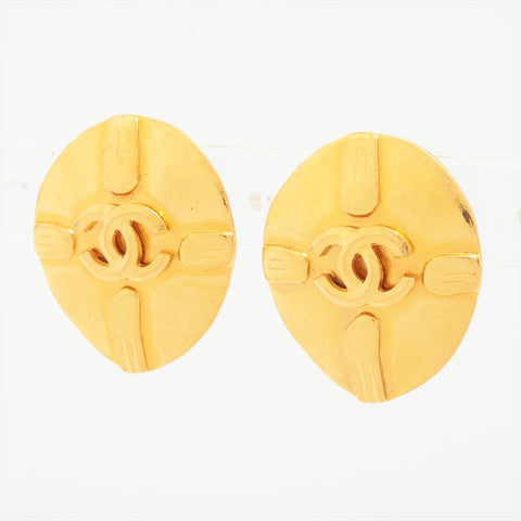CHANEL 98P 1998 COCO Mark Oval Earring gold WS16373