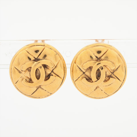 CHANEL 1980-1990s COCO Mark Round Matelasse Earring gold WS16374