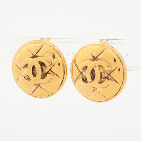 CHANEL 1980-1990s COCO Mark Round Matelasse Earring gold WS16374