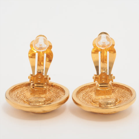 CHANEL 1980-1990s COCO Mark Round Matelasse Earring gold WS16374