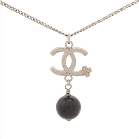 CHANEL B13K 2013 COCO Mark Clover Necklace Silver WS16378