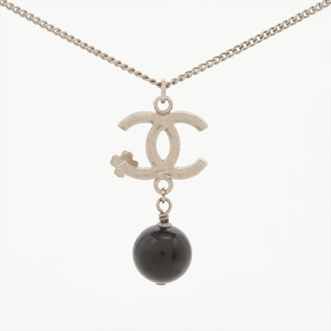 CHANEL B13K 2013 COCO Mark Clover Necklace Silver WS16378