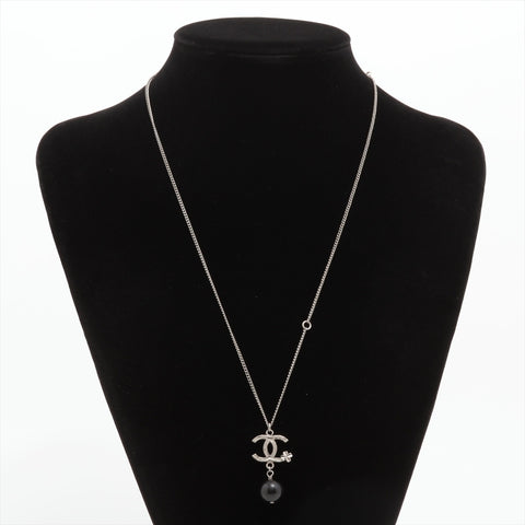 CHANEL B13K 2013 COCO Mark Clover Necklace Silver WS16378