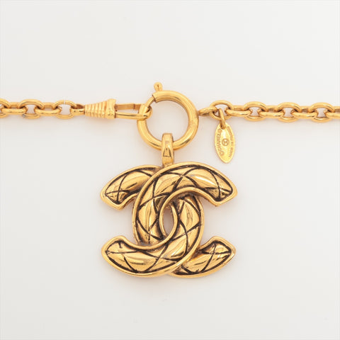 CHANEL 1980s COCO Mark Matelasse Necklace gold WS16379