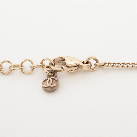 CHANEL 09C 2009 COCO Mark Heart Rhinestone Necklace Champagne Gold WS16380