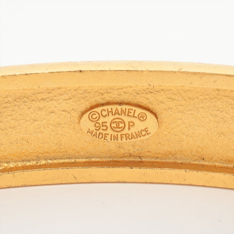 CHANEL 95P 1995 Logo Chain Leather Necklace gold WS16382