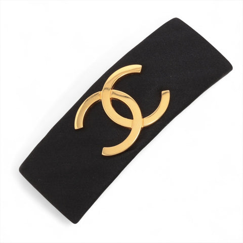 CHANEL 1980s-1990s COCO Mark Satin Barrette hair accessory black WS16383