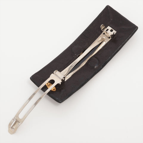 CHANEL 1980s-1990s COCO Mark Satin Barrette hair accessory black WS16383