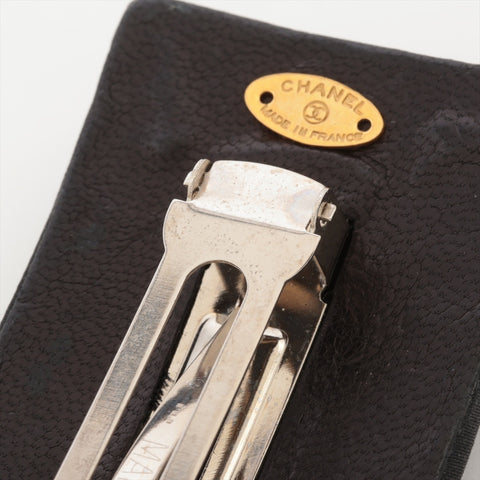 CHANEL 1980s-1990s COCO Mark Satin Barrette hair accessory black WS16383