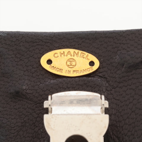 CHANEL 1980s-1990s COCO Mark Satin Barrette hair accessory black WS16383