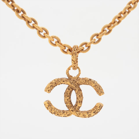 CHANEL 03A 2003 COCO Mark Lava Necklace gold WS16384