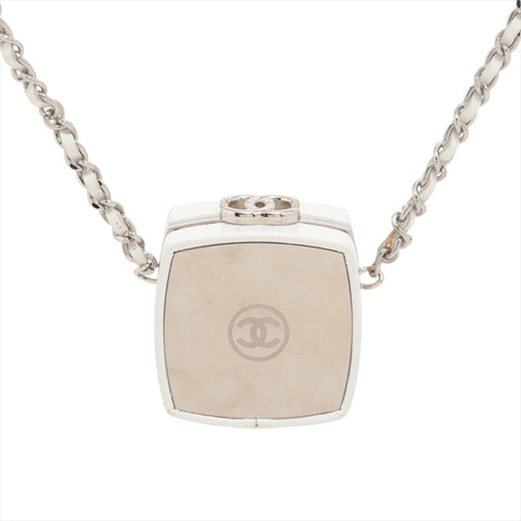 CHANEL No. 31 2021-2022 Mirror Accessory Case Chain Necklace Shoulder Bag White x silver WS16385