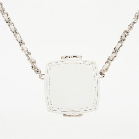 CHANEL No. 31 2021-2022 Mirror Accessory Case Chain Necklace Shoulder Bag White x silver WS16385