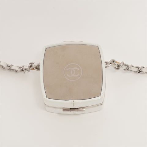 CHANEL No. 31 2021-2022 Mirror Accessory Case Chain Necklace Shoulder Bag White x silver WS16385