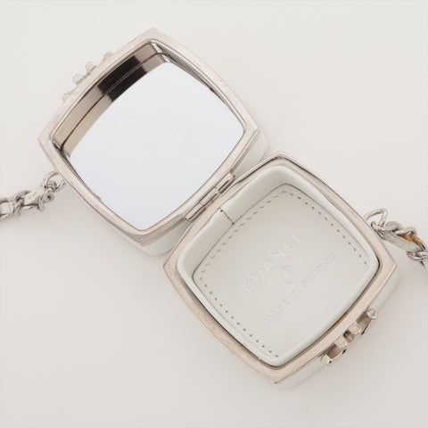 CHANEL No. 31 2021-2022 Mirror Accessory Case Chain Necklace Shoulder Bag White x silver WS16385