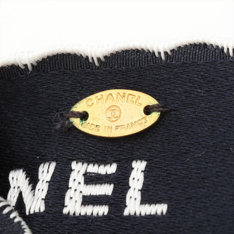 CHANEL 1990-2000s Logo Satin Ribbon Brooch black WS16386