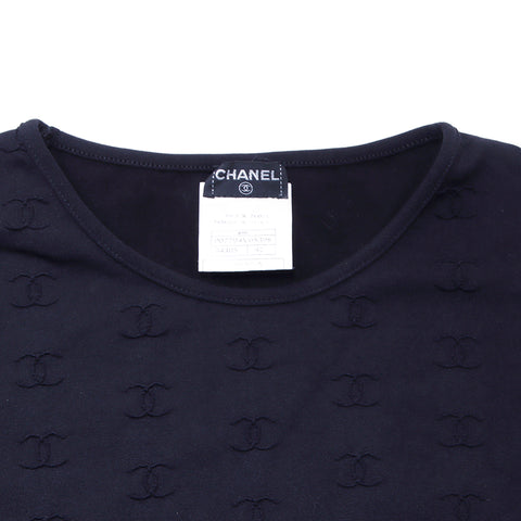 シャネル CHANEL ココマーク クロップドTシャツ サイズ42 1997年 半袖Ｔシャツ ナイロン ブラック WS1724