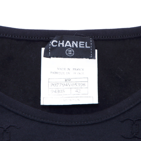 Chanel Coco Mark Cropped T-Shirt Größe 42 1997 Kurzarm T-Shirt Nylon Black WS1724